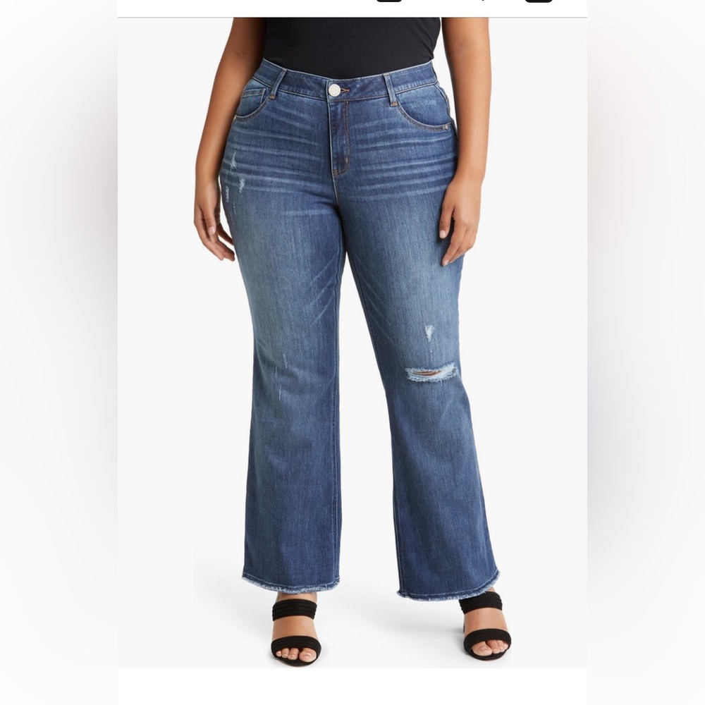 Wit & Wisdom Dark Blue Distressed Flare Jeans